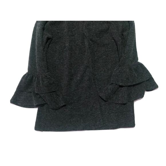 143 Story Dark Gray Boho Knit Cardigan w/ Long Sleeve & Ruffles Size Medium - Picture 3 of 9